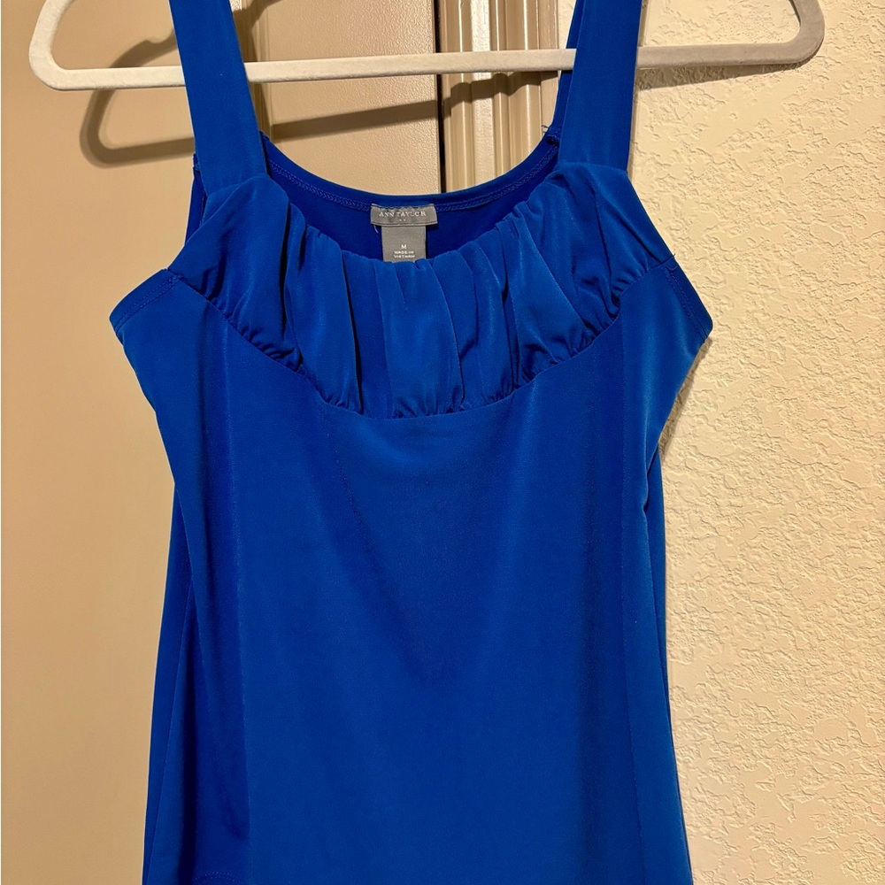 Ann Taylor Blue Pleated Tank Top